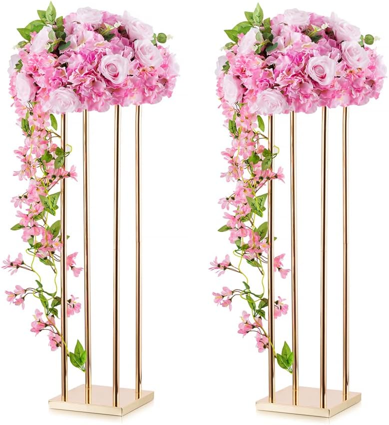 Gold Column Flower Stands