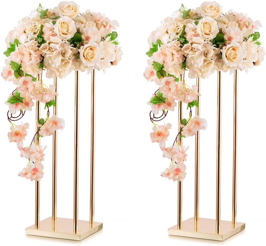 Gold Column Flower Stands